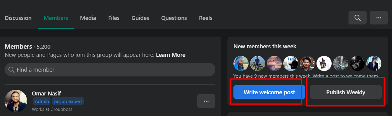 Step one to create welcome post in Facebook group
