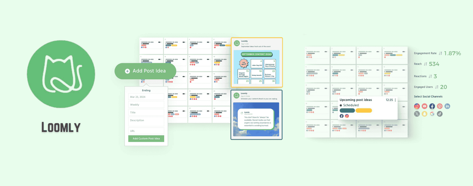 Image of Loomly, one of the best social media automation tools along with its insights and analytics feature.