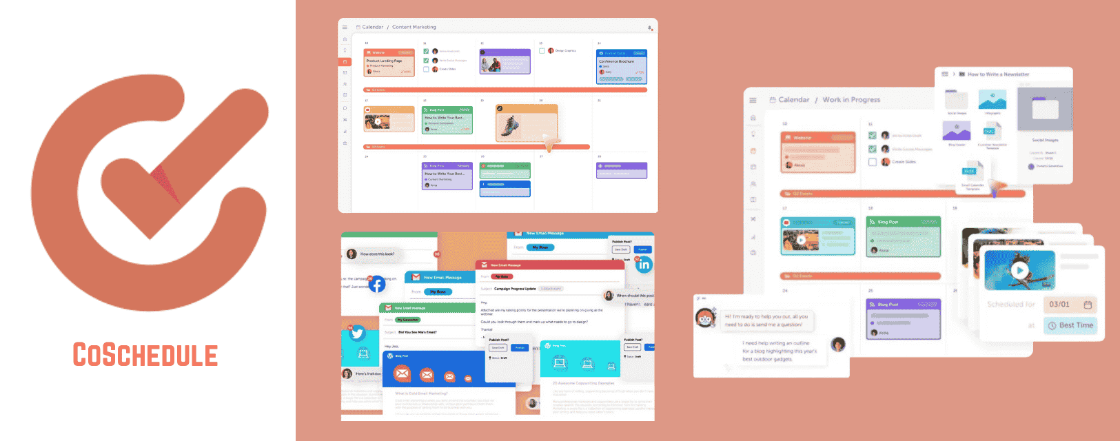 A layout image of Coschedule social media automation tool.