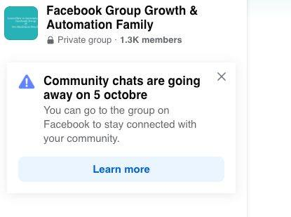 Community chats are going away from Facebook group