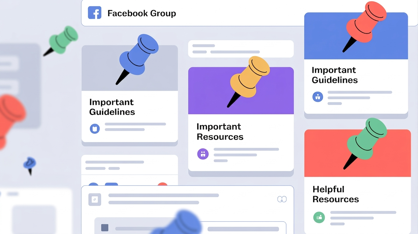 Post a high-value resource at the top of your group, guide, tool list, FAQ or a stickied thread of best of the group content. Pinned posts are visible to all new members joining and will provide a point of reference for members to regularly return.