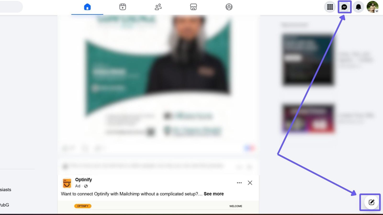 Open Messenger. Go to messenger.com, open the Messenger desktop app, or click the Messenger icon at the top right of facebook.com.