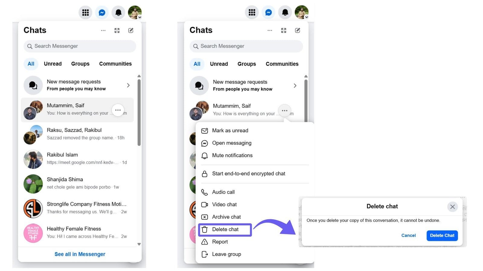 Leave or delete a group chat without surprises