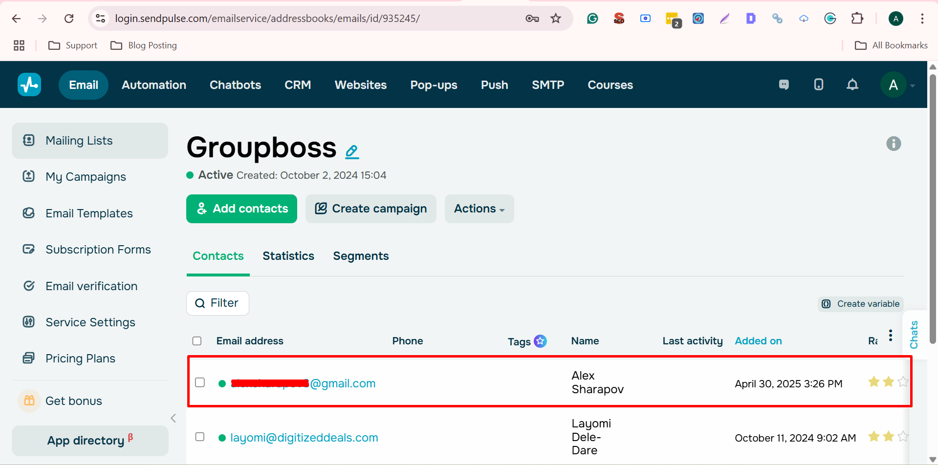 SendPulse Integration With Groupboss